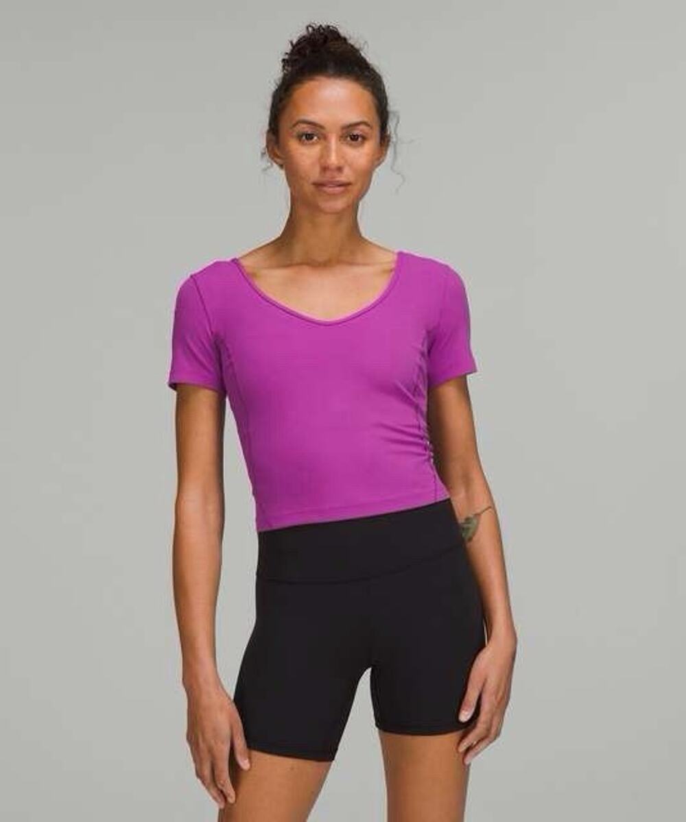 Lululemon Align Cropped Short Sleeve Shirt Nulu Women’s Size 6 Vivid Plum